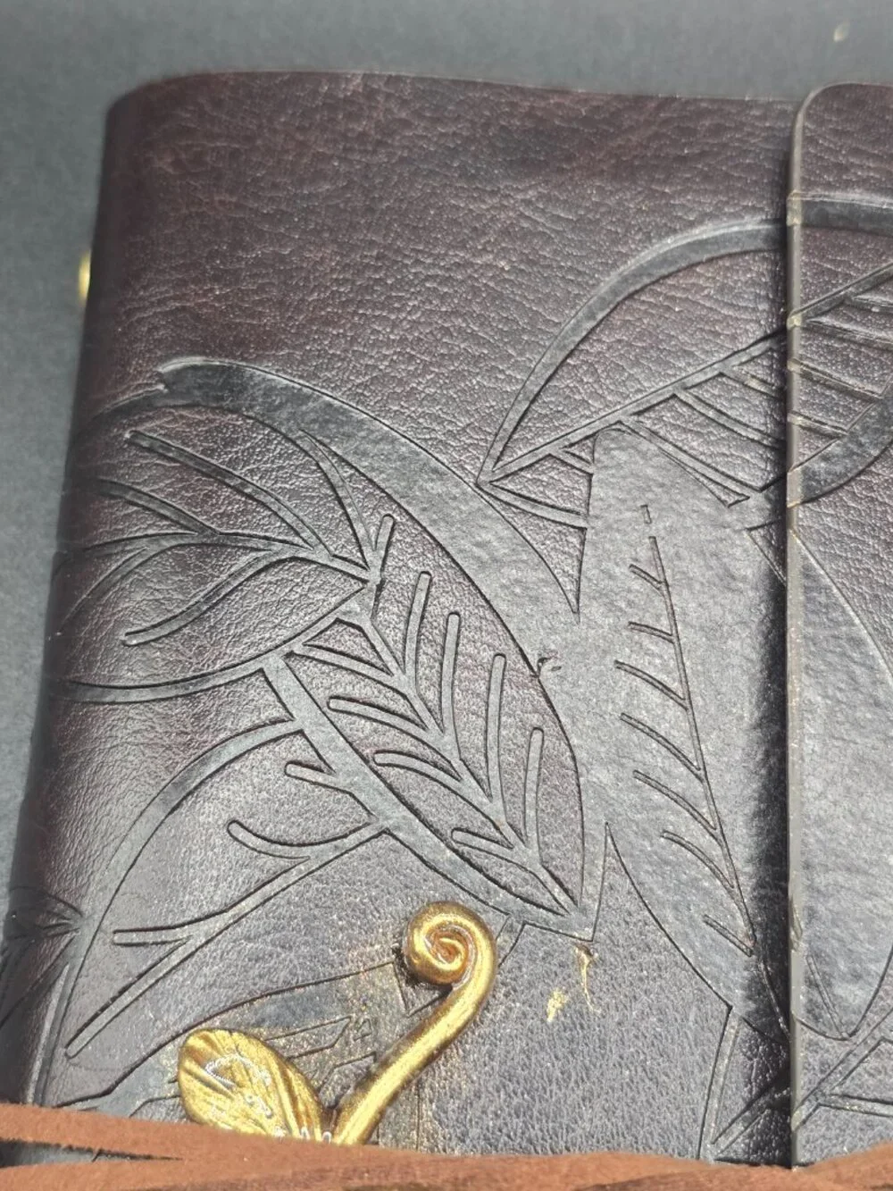Dark Brown Faux Leather Journal | Rose Quartz Star, Clear Quartz & Amethyst